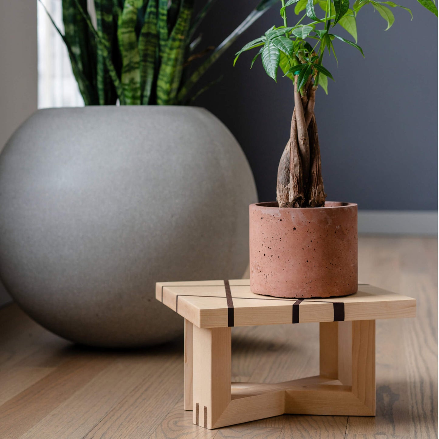 Plant Stand - “Maple Walnut lines” - Woodcookshop